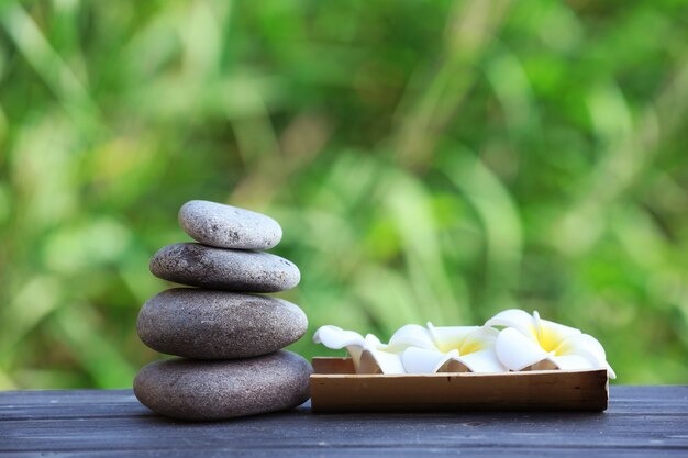 Spa still life on a wooden table by the river