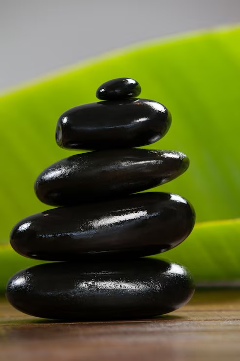 Stack of smooth pebble stones